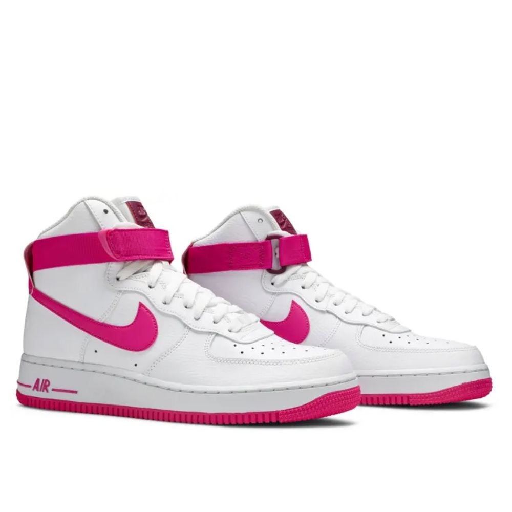Nike White and Pink High-Top Sneakers